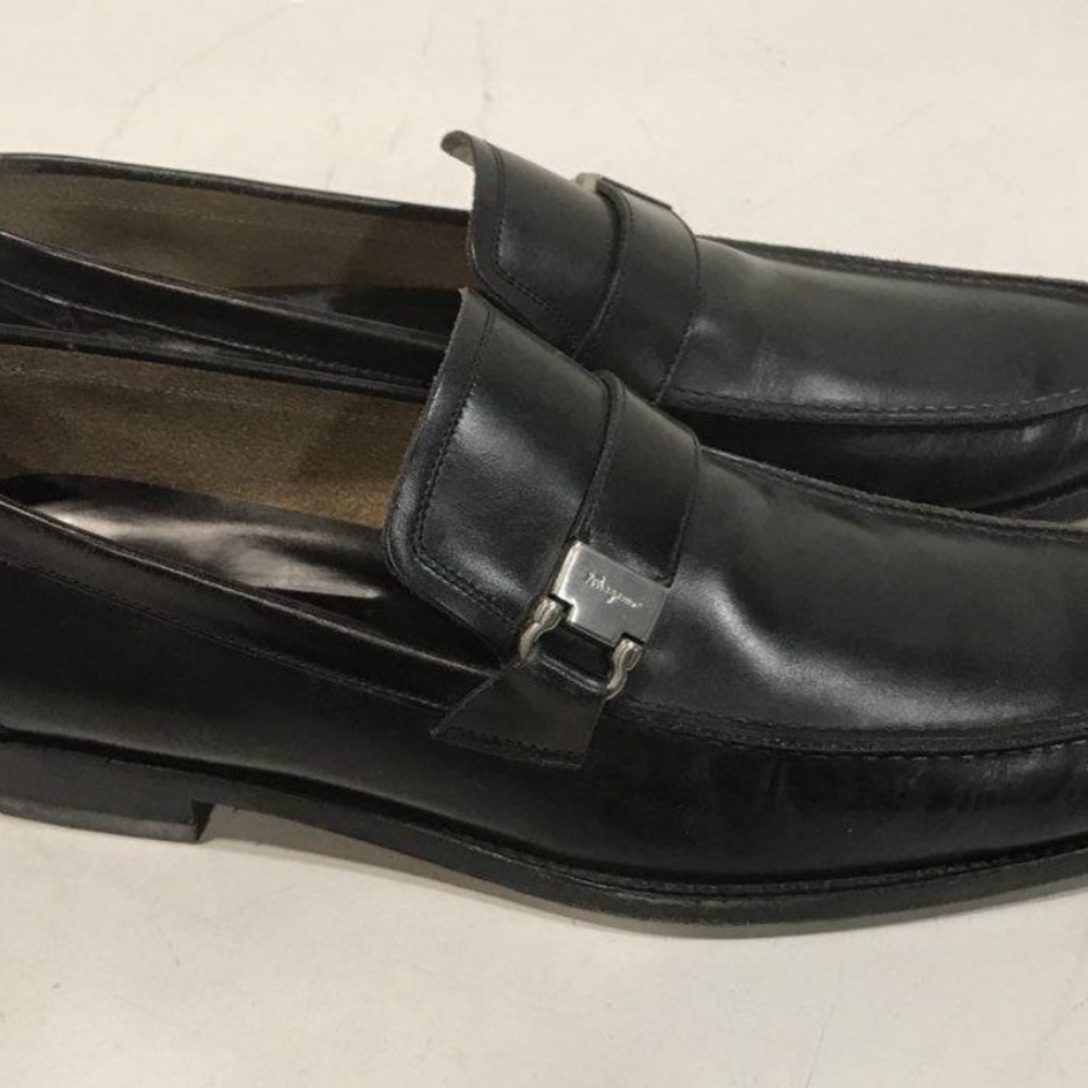 Men's Salvatore Ferragamo Black Leather Loafers Size 10D